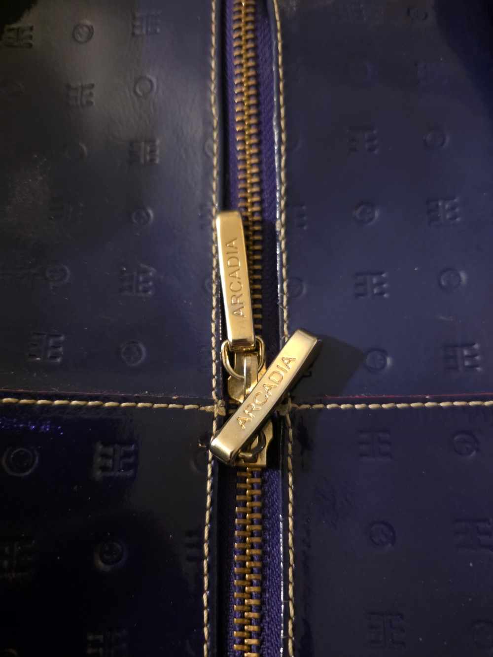 Arcadia Plum  Patent Handheld Satchel with Gold-Tone Lock - Picture 5 of 8